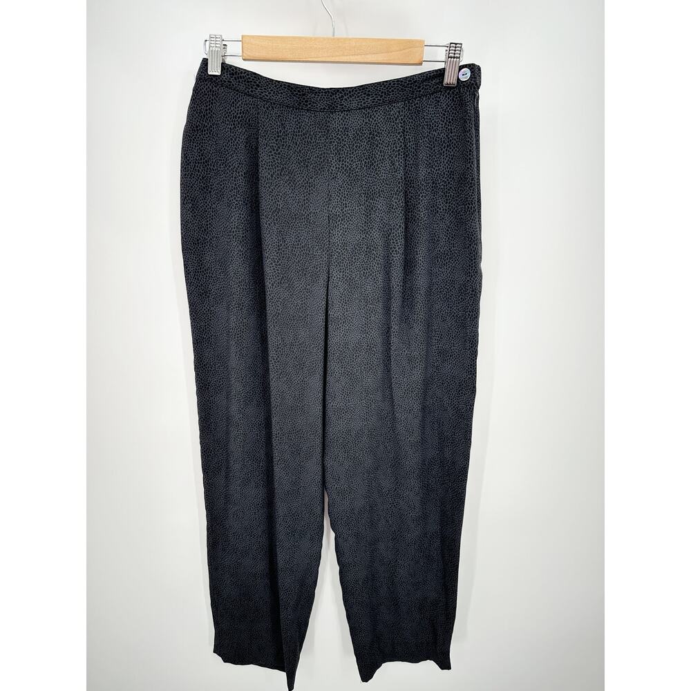Garnet Hill Womens High Waisted Silk Pants Size 8 Printed‎ Straight Leg Career